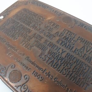 1869 - paris signage satire - gentleman weaponry